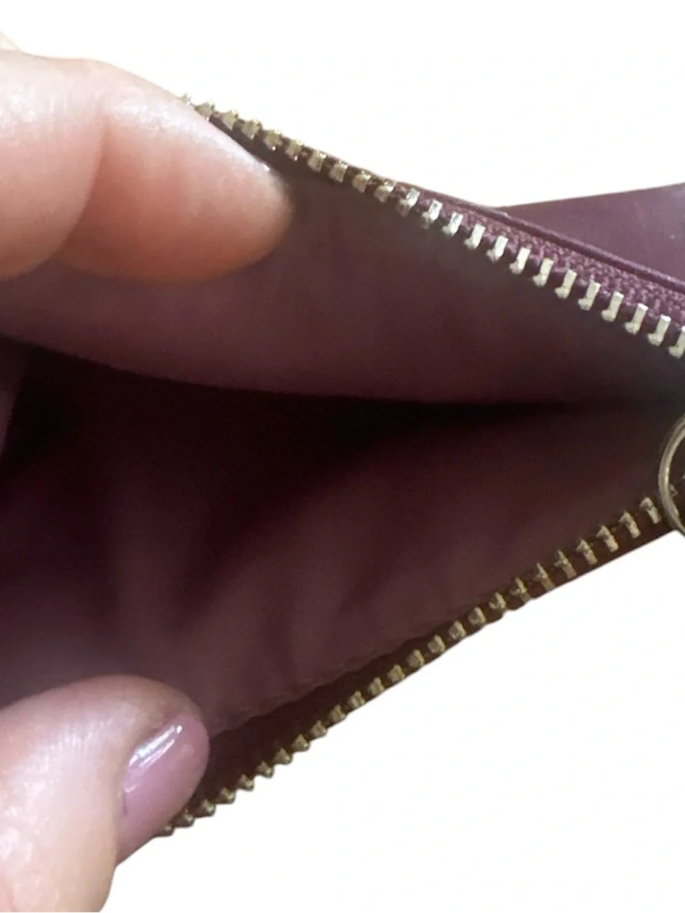 Coach Burgundy Leather Card Case Wristlet with Chain